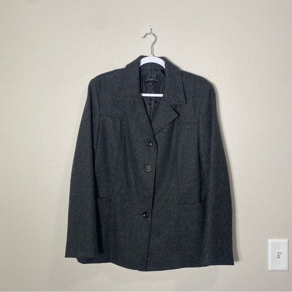 Izzi Collections Charcoal Gray 100% Wool Pea Coat Women's Size Large - Picture 7 of 16